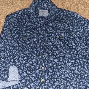 Ruff Hewn blue floral button down shirt EUC size S